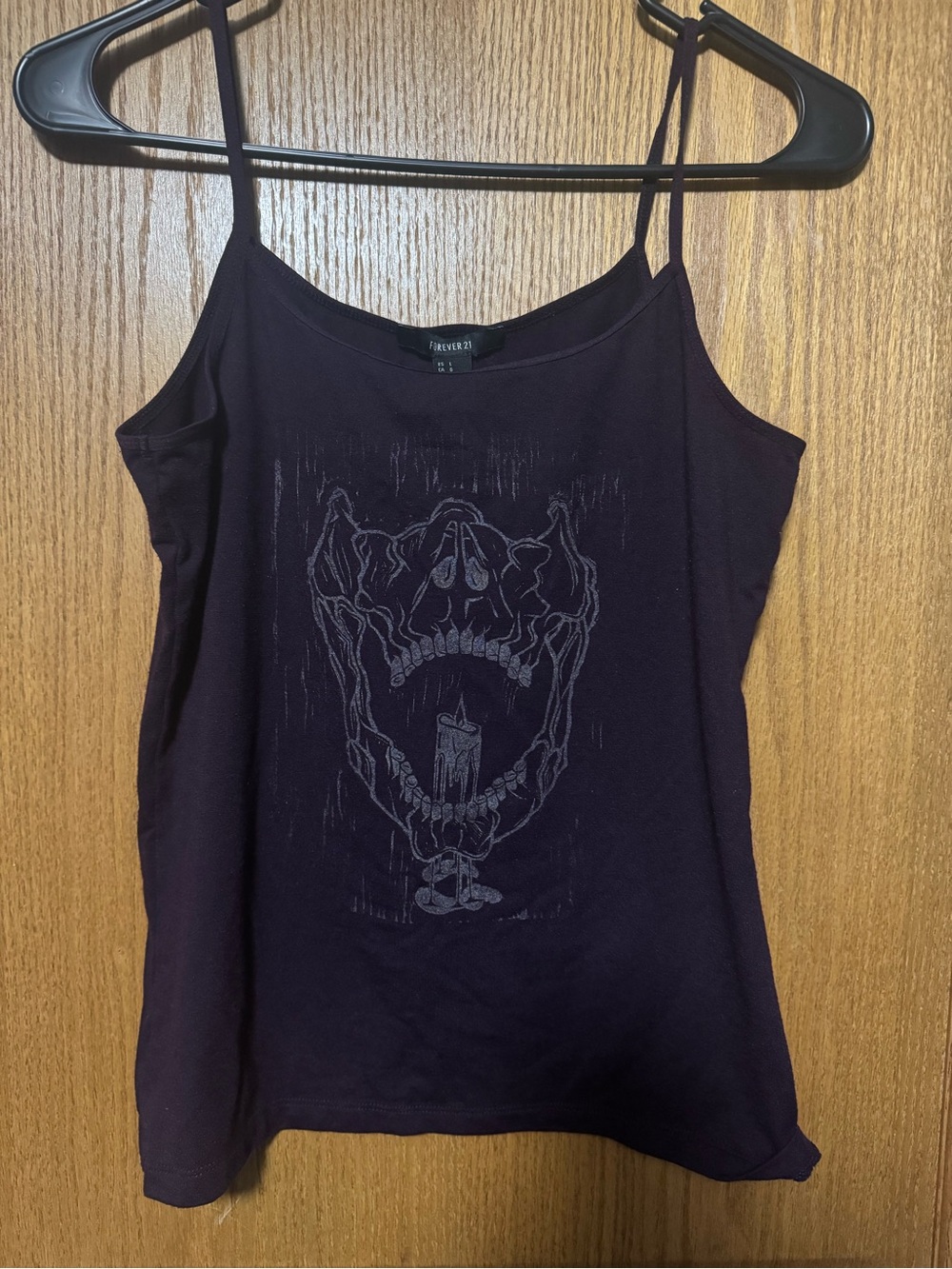 Forever 21 Dark Purple Skull Graphic Spaghetti Strap Tank